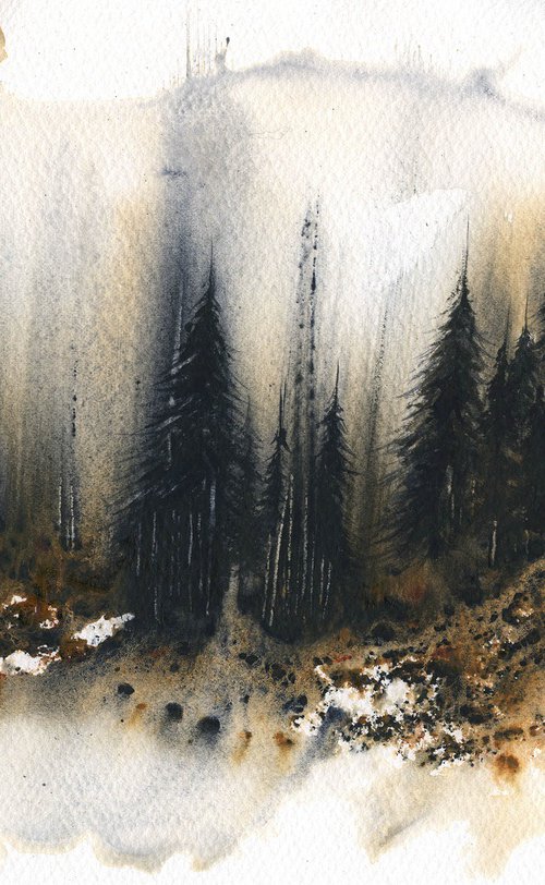 Places - Watercolor Pine Forest by ieva Janu