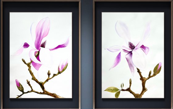 Diptych Wild Pink magnolia