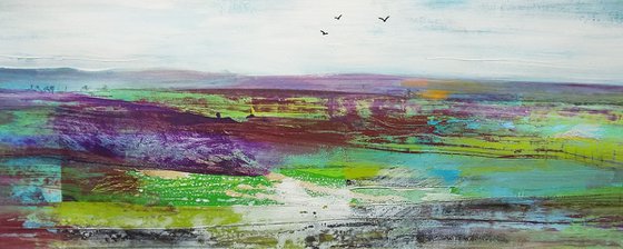 Above the Moor- Framed ready to hang - original abstract landscape