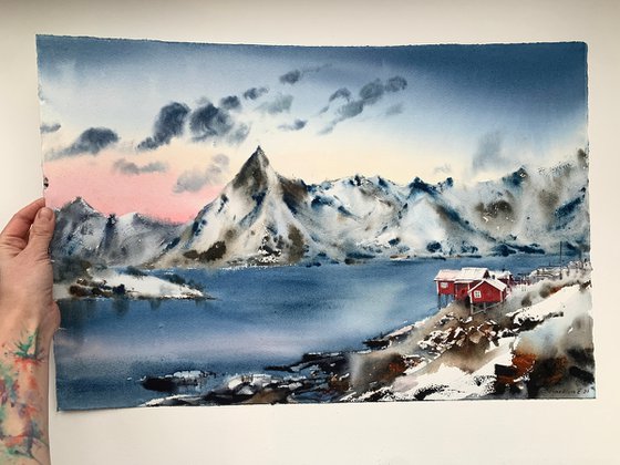 Red house in the fjords