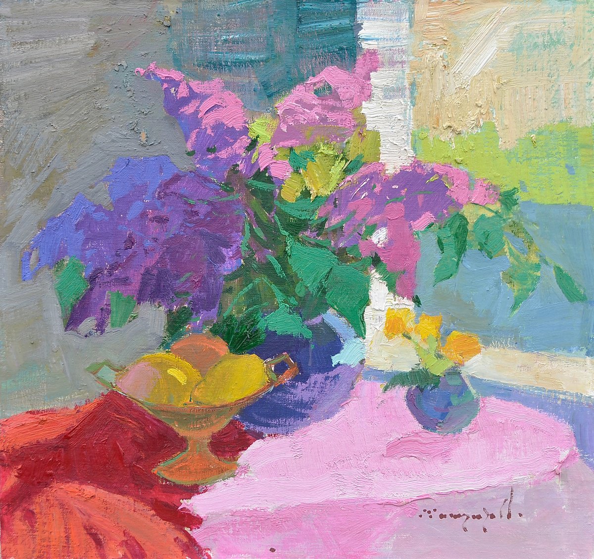 Impressionistic Botanical Oil Painting By Alexander Shandor, 24 X 22, A Magical Impression, Original Artwork