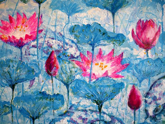 Water Lilies and Koi Fish