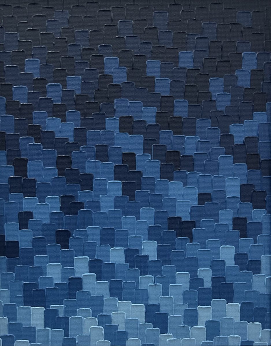 Organic Abstract Oil Painting By Meredith B. Studios, 11 X 14", Cobalt Evening, Original Artwork