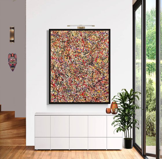 WARM DESERT, Pollock style, framed