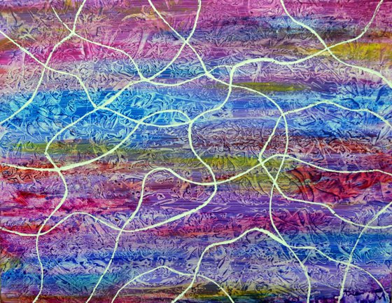 Entangled Original modern colorful abstract painting Gift art.