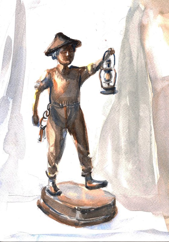 The boy with a lantern alla-prima painting -6