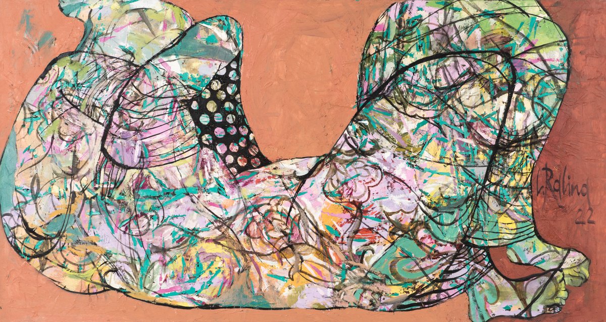 Portrait Oil Painting By Yelena Ralina, 59 X 31", 3 Red Roses, Original Artwork