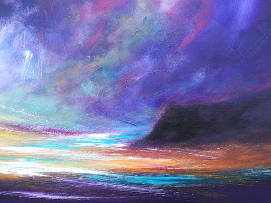 Reverie - Positive, Thoughts, Sunset, Stormy, Original Art, Seascape, Panoramic