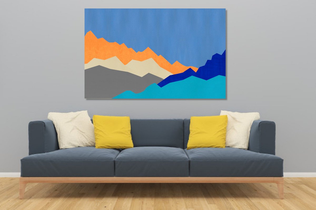 Modern Mountains #01 - Extra Large Painting - Shipping - Rolled in a Tube by Marina Krylova