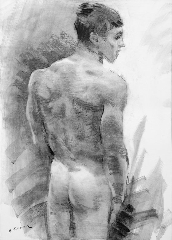 Charcoal drawing on paper "Athlet"