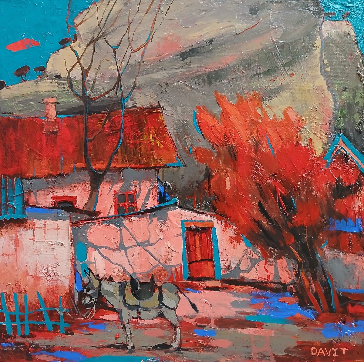Under The Crimson Tree By Davit Arstamyan, 20 X 20, Artwork For Sale On Artfinder