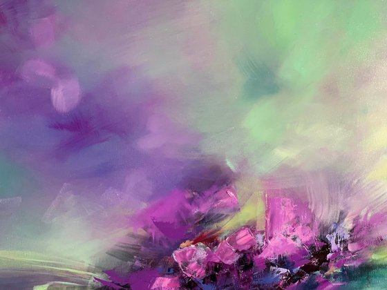 Flowers Oil Abstract Painting - Tango 120 x 60 cm (48 x 24 inches)