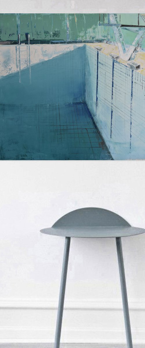 Oil painting, stretched "Pool 17" 100/70cm by Kariko ono