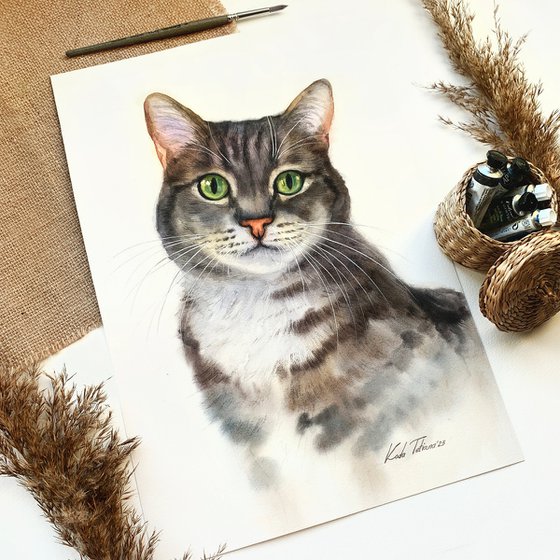 Cat portrait 28x40 cm