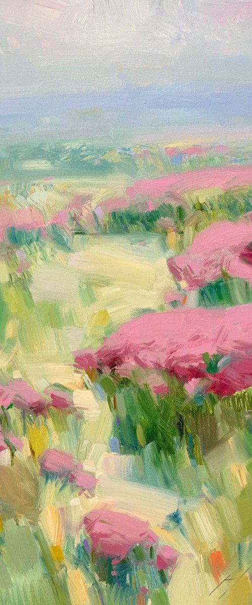 Crimson Valley, Original oil painting, Handmade artwork, One of a kind by Vahe Yeremyan