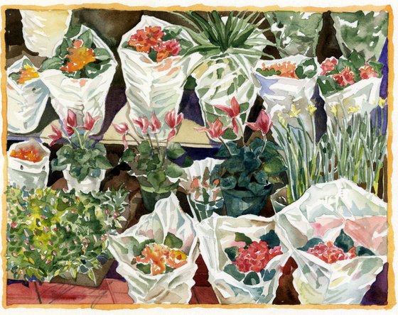 flower market watercolor