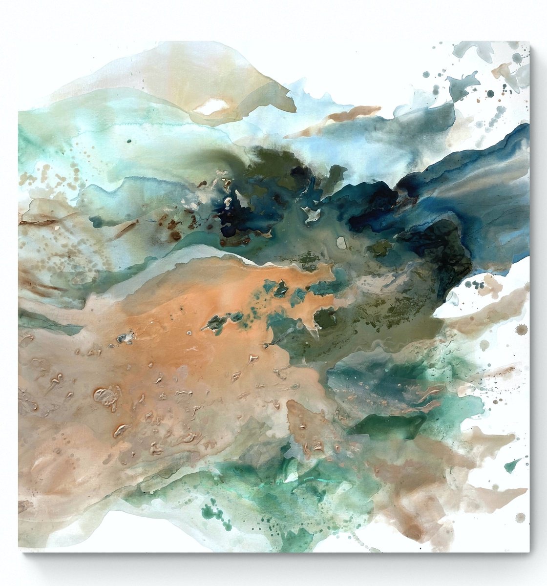 Abstract Acrylic Painting By Cristina Dalla Valentina, 35 X 35, Winter By The Sea 8, Original Artwork