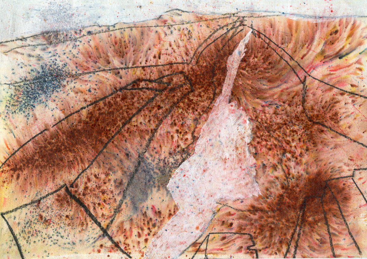 Abstract Landscape Ink Drawing By Elizabeth Anne Fox, 11 X 8, Moorland Conduit, Original Artwork