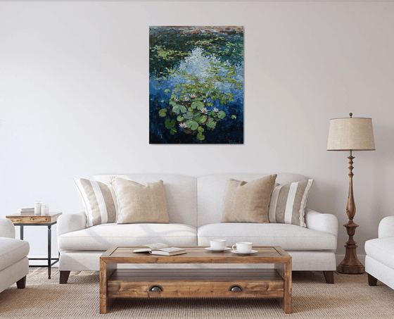 White water lilies Original Oil painting