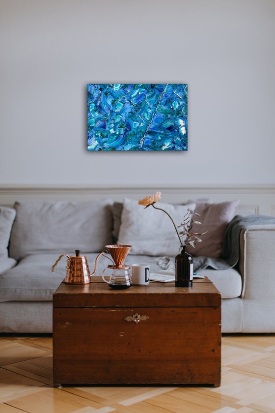 "Caught In Your Waves" - Original PMS Artwork Textured Abstract Oil Painting on Wood Panel - 24" x 16"