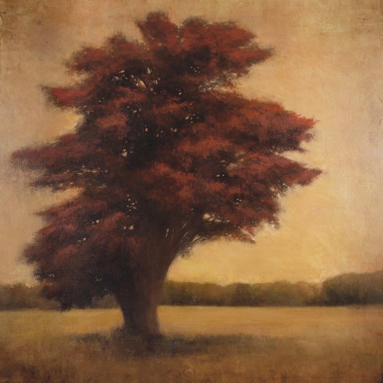Red Cypress 200924 tonal impressionist landscape red tree