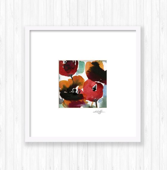 Abstract Florals Collection 6 - 3 Flower Paintings in mats by Kathy Morton Stanion