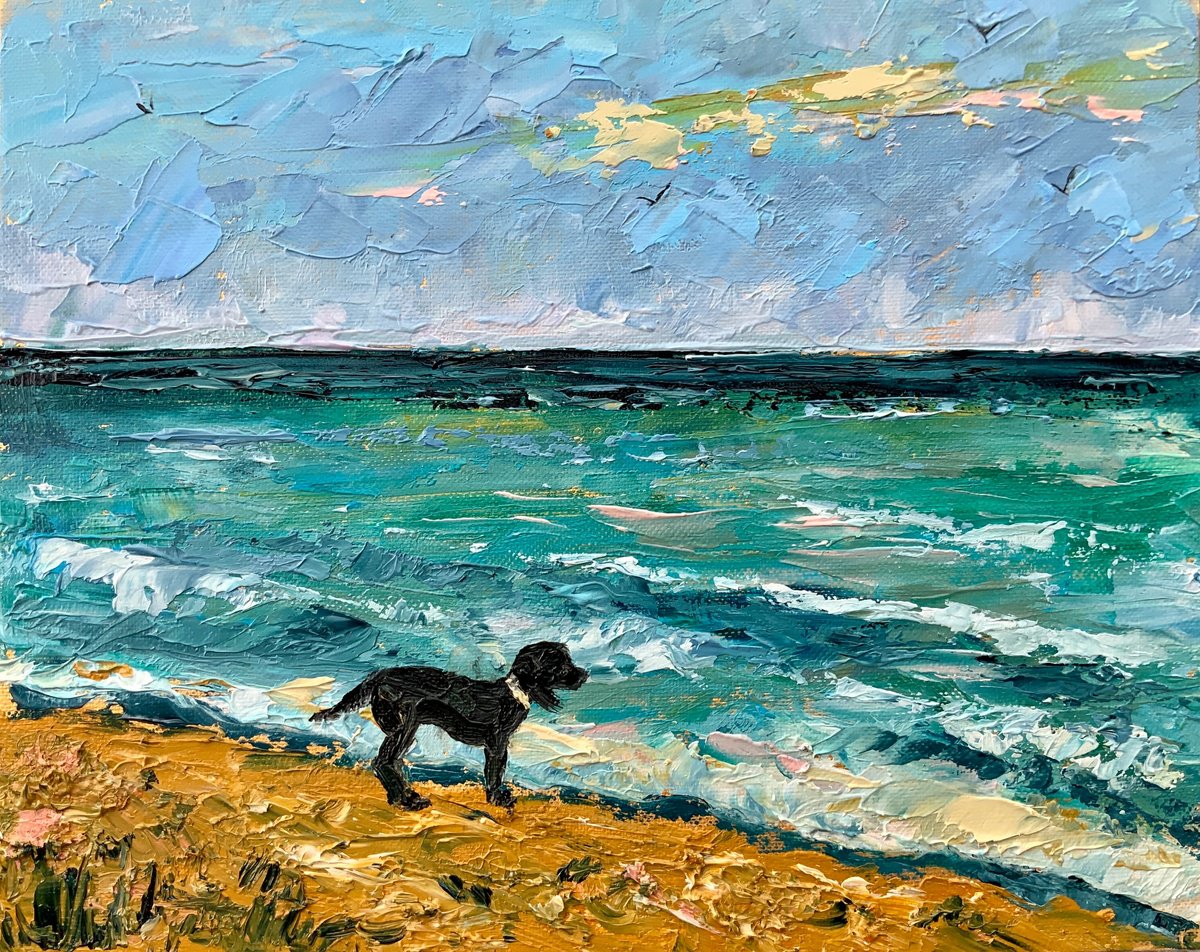 Expectation - seascape, nautical, dog by Alexandra Jagoda (Ovcharenko)