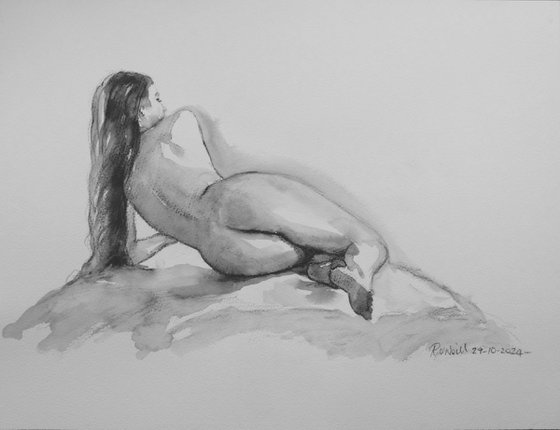 female nude back study