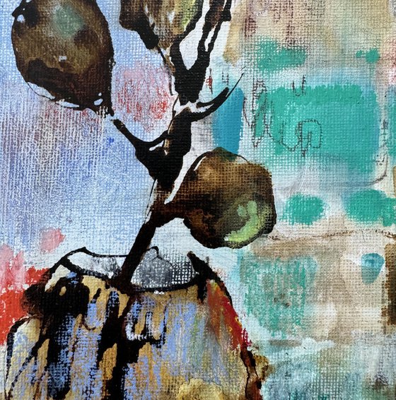 Abstract still life with peaches