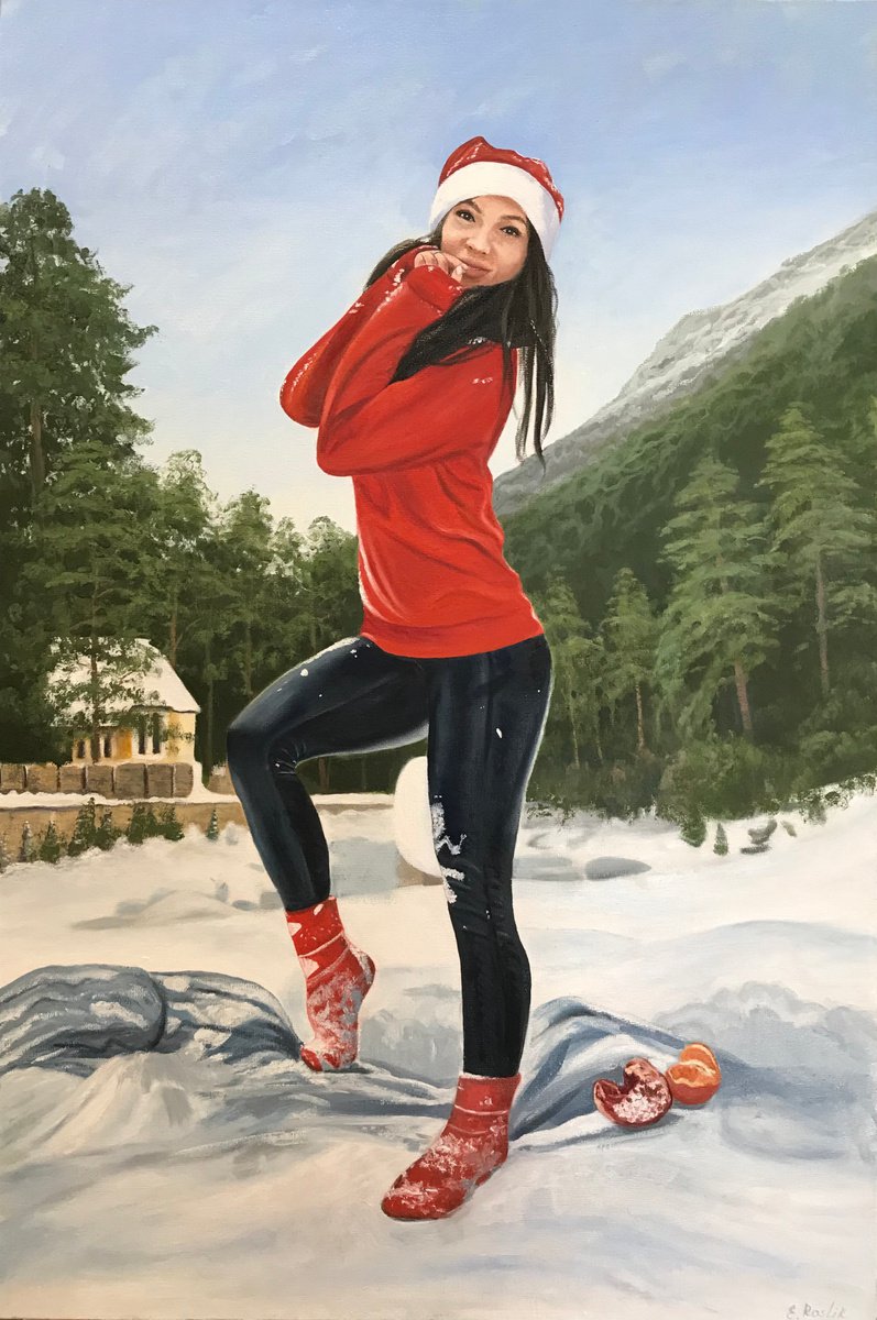 Original oil painting The Snow Queen - 60x90 cm (2022) by Evgeniya Roslik