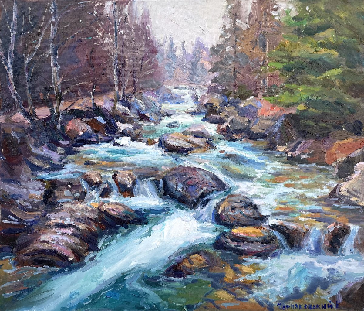 River By Evgeny Chernyakovsky, 27 X 24, Artwork For Sale On Artfinder