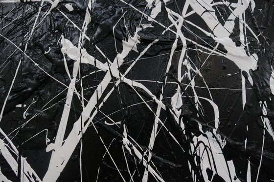 Brain Scatter 240cm x 120cm Black White Abstract Art