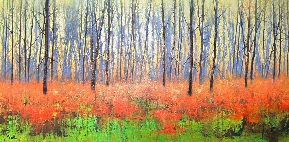 Impressionistic Landscape Acrylic Painting By Jo Starkey, 48 X 24, 