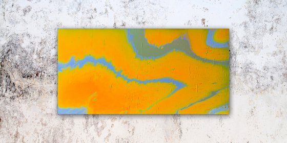 "Staring At The Sun" - FREE USA SHIPPING - Original Abstract PMS Fluid Acrylic Painting - 36 x 18 inches