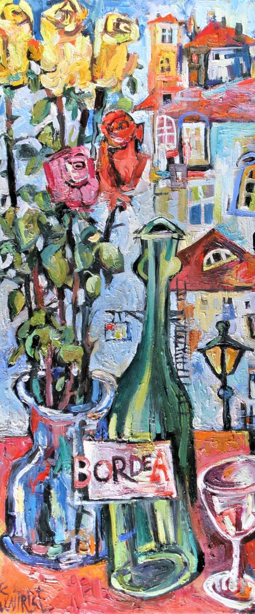 Still life with an evening city. by Nikifor Swiristuhin