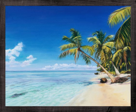 Tropical beach with palm trees