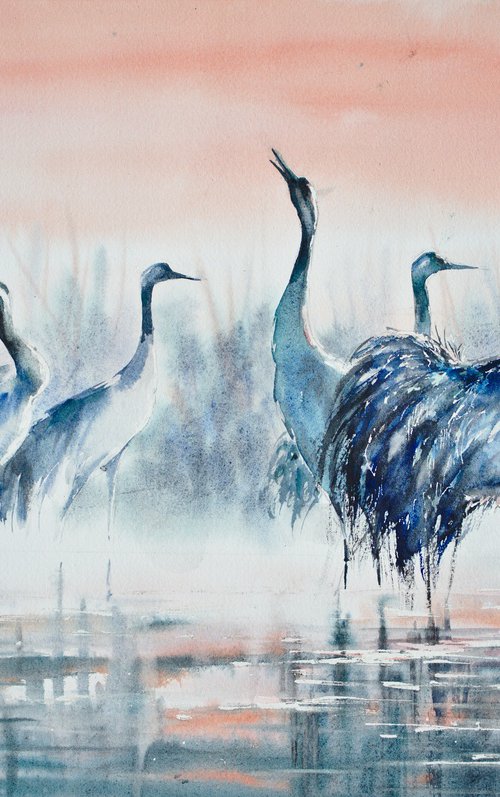 Common Cranes II by Eve Mazur