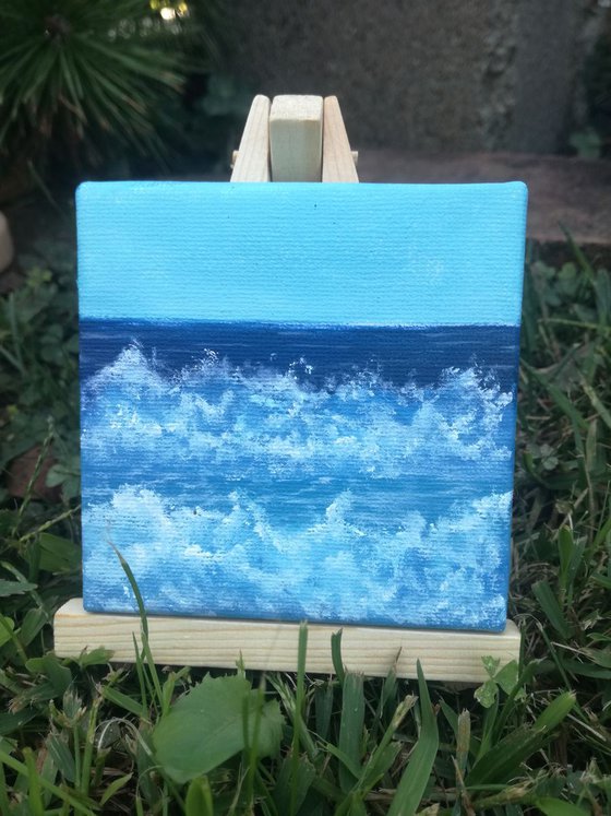Miniature wave seascape #31 - Easel included
