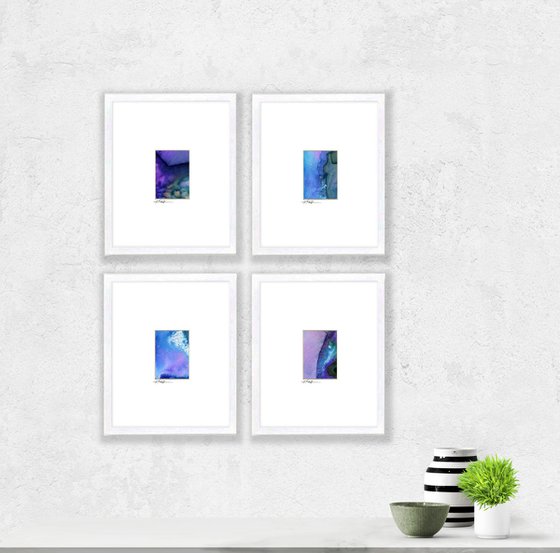 In Harmony Collection 4 - Set of 4 Abstract Paintings in Mats by Kathy Morton Stanion