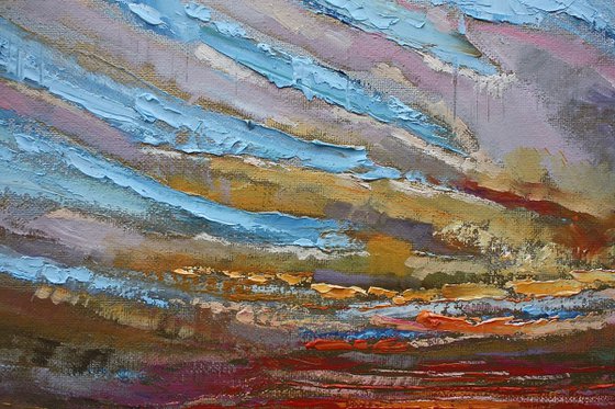 'Wold Sunset 1 Early September' 2017 Original Oil Painting