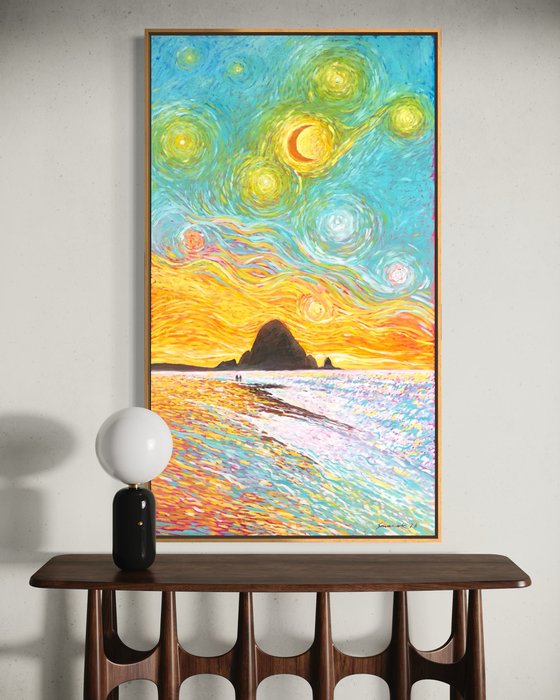 Oregon coast under Van Gogh’s sky
