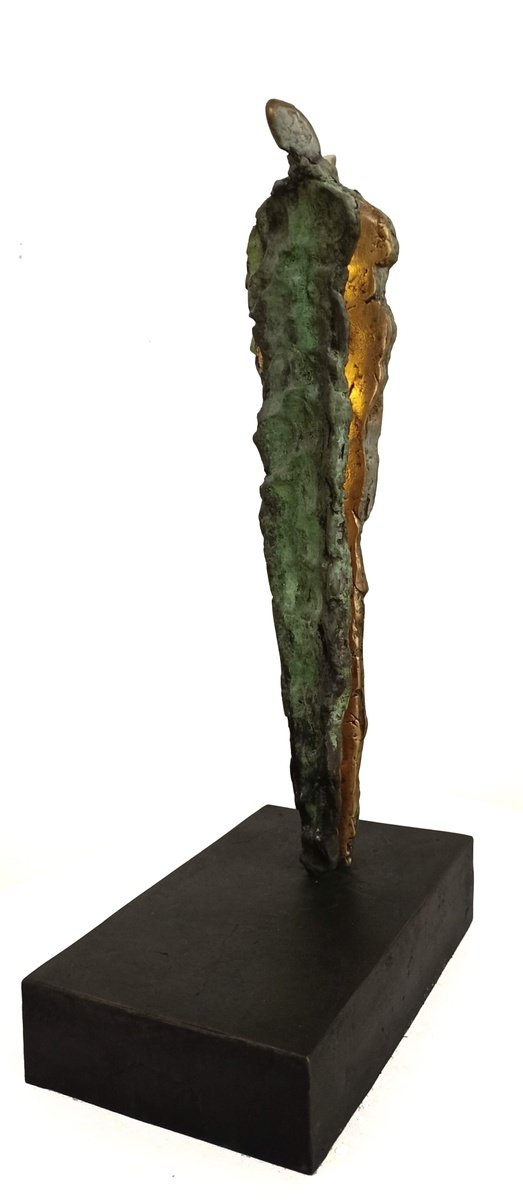 Abstract Portrait Bronze Sculpture By Marcello Mancuso, 7 X 15", Riflesso Interiore, Original Artwork