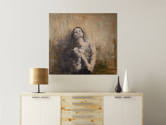 screams can’t drown my fear — contemporary figurative on stretched canvas