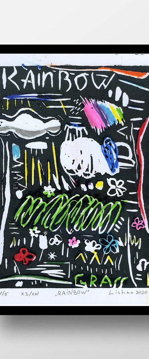 Rainbow X3/COL (LINOCUT+ HAND - COLOURED) by V. Lishko