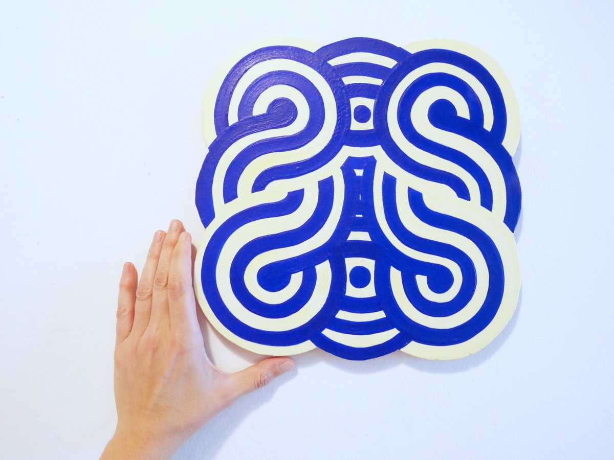 Typographic Abstract Acrylic Painting By Jessica Moritz, 12 X 12, Full Circle(S) Letters Labyrinth, Original Artwork