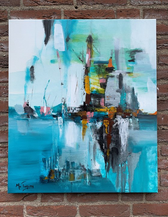 " Harbor II “ abstract Painting 60x70 cm ( 24x28" )