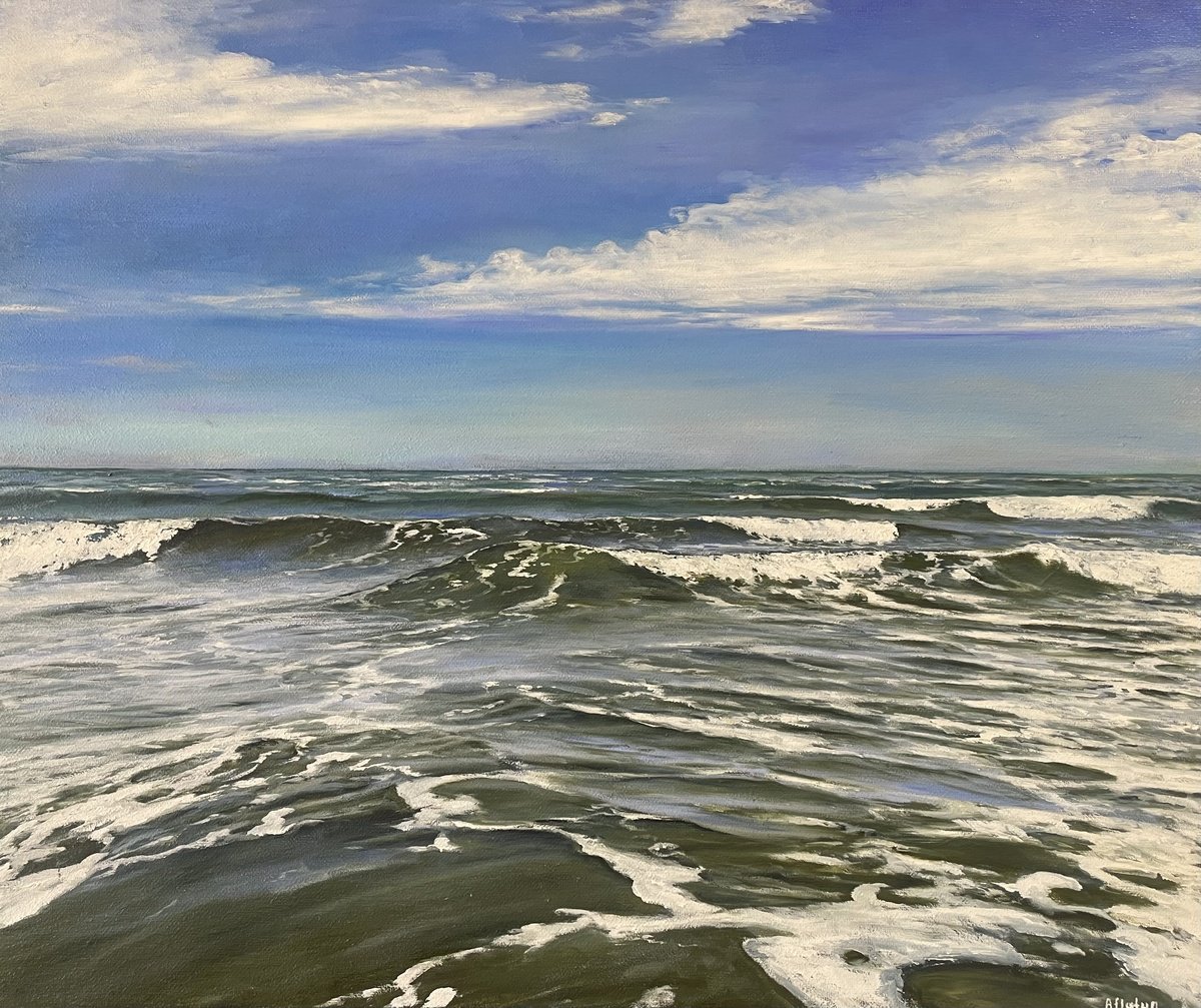Photorealistic Oil Painting , Sea. The Caspian Sea By Aflatun Israilov, 47 X 39, Artwork For Sale On Artfinder