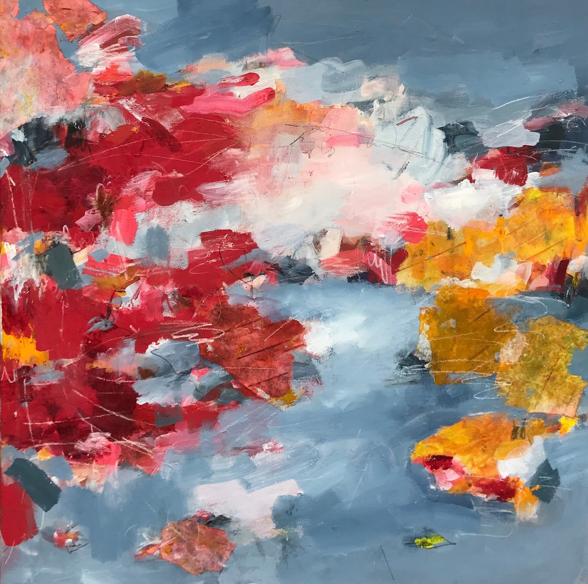 Abstract Painting By Angela Dierks, 31 X 31, Floating With You, Original Artwork