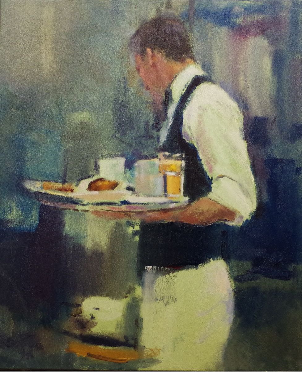 The Waiter V Oil painting by Vygandas Doveika | Artfinder