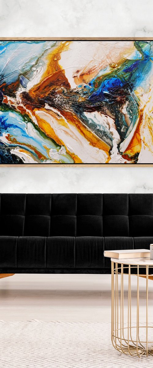 Paradise 240cm x 100cm Textured Abstract Art by Franko